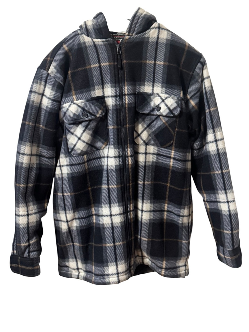 Misty Mountain Polar Fleece Hooded Pile Jacket Men’s Small Flannel Plaid